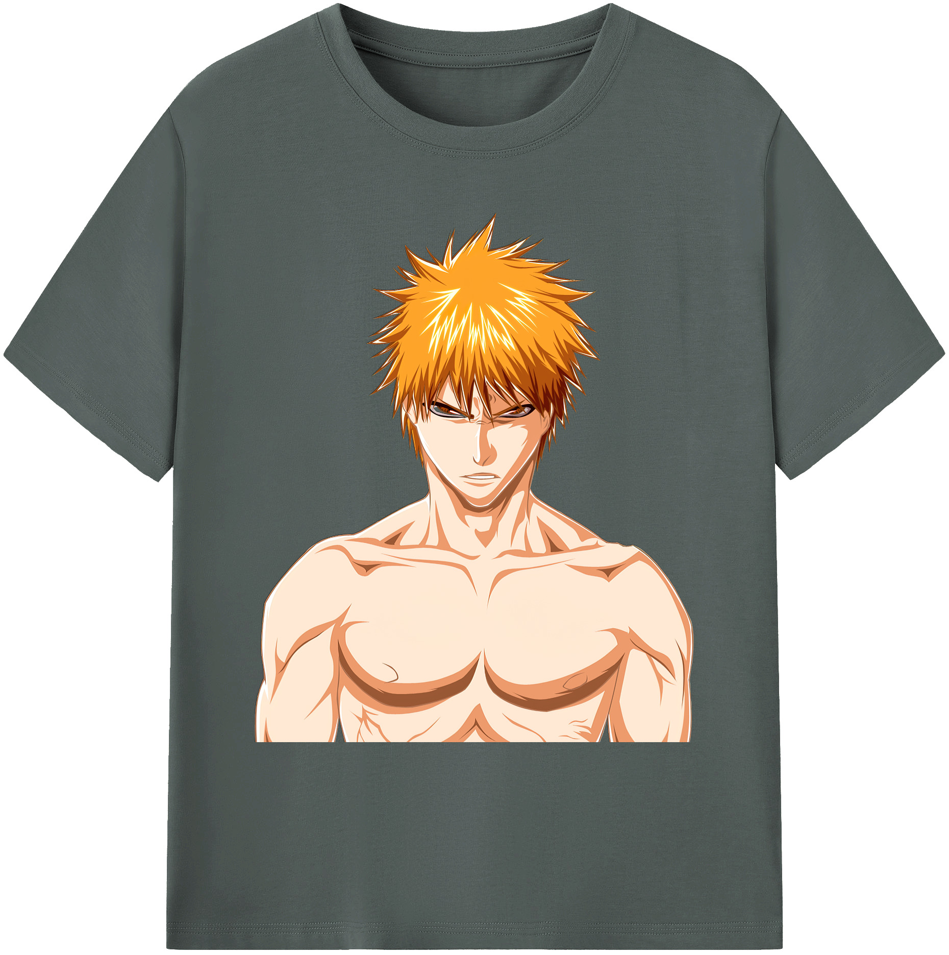 （画像用） ブリーチ 黒崎一護（くろさき いちご）BLEACH Kurosaki Ichigo 綿100％ メンズ半袖Tシャツ｜肌触りやわらか＆通気性